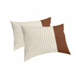 thumbnail image 1 of Boho Brown Leather Texture Pillow Covers King Size 2 Pack, Modern Yellow Striped Soft Bed Throw Pillowcases Breathable Cooling Long Lumbar Body Pillow Sham Cover for Bed Sofa 20''x36'', 1 of 7