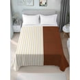 thumbnail image 1 of Boho Brown Leather Texture Queen Size Flat Sheet, Wrinkleproof & Fadeproof Cooling Flat Bed Sheet Only, Modern Yellow Striped Breathable Soft Bedding Top Sheets 90 x 102 Inches, 1 of 8