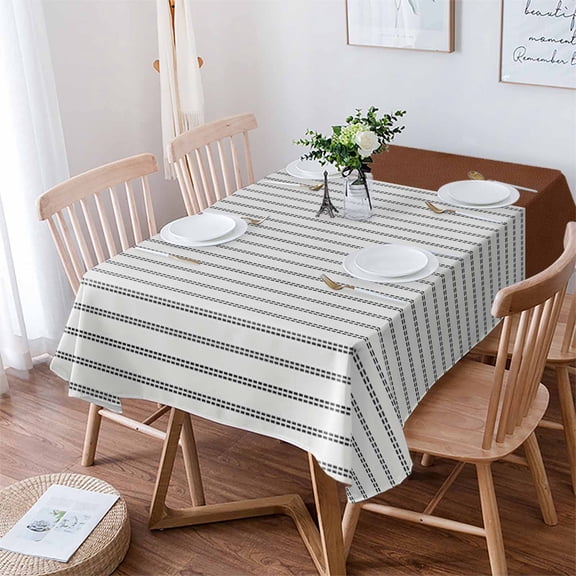 Boho Brown Leather Texture Tablecloth Rectangle Table Cloth 60x102 , Waterproof Tablecloth Outdoor Table Cloth, Modern Black Striped Washable Table Cover for Kitchen Dining Party