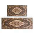 thumbnail image 1 of Boho Brown Pattern Kitchen Rugs and Mats Sets Of 2, Funny Kitchen Decoration Rubber Backing Non-Slip Absorbent Mats for Sink Waterproof Runner Rug for Laundry Room 17x30+17x48inch, 1 of 7