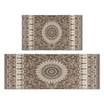 thumbnail image 1 of Boho Brown Pattern Kitchen Rugs and Mats Sets Of 2, Funny Kitchen Decoration Rubber Backing Non-Slip Absorbent Mats for Sink Waterproof Runner Rug for Laundry Room 17x30+17x48inch, 1 of 7