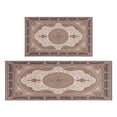 thumbnail image 1 of Boho Brown Pattern Kitchen Rugs and Mats Sets Of 2, Funny Kitchen Decoration Rubber Backing Non-Slip Absorbent Mats for Sink Waterproof Runner Rug for Laundry Room 17x30+17x48inch, 1 of 7