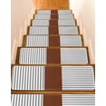 thumbnail image 1 of Boho Brown Stair Treads Non Slip for Steps Leather Texture Striped Tribal Farmhouse Style 15 Pcs Reusable Adhesive Stair Runner Mats for Dogs Elders Carpet Treads Rugs for Staircase 8x30 In, 1 of 7