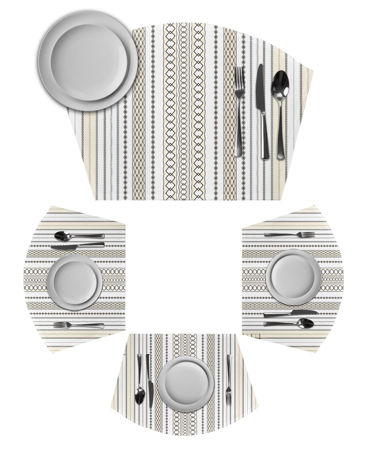 Boho Brown Stripe Round Table Placemats Set of 4 Wedge Placemats ...