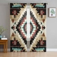 thumbnail image 1 of Boho Brown Teal Red Sheer Curtains 84 Inches Long 2 Panels Set, Window Sheer Curtains for Living Room/Bedroom, Southwestern Geometric Art Vintage Light Filtering Rod Pocket Curtain 52'' x 84'' x 2, 1 of 7