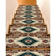 thumbnail image 1 of Boho Brown Teal Red Stair Treads for Wooden Steps Indoor Runner Rug Carpet, Southwestern Geometric Abstract Retro 4 Pieces Peel and Stick Staircase Step Treads Covers Washable Throw Door Mats, 30"x8", 1 of 6