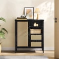 thumbnail image 1 of VASAGLE Modern Rattan Sideboard Buffet Cabinet, Boho Kitchen Buffet Table Console Cabinets with with DrawersStorage Cabinet with Adjustable Shelves, Black, 1 of 6