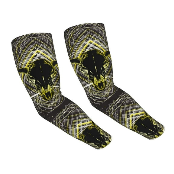 Boho Bull Skull Sun Protection Arm Sleeves 19 Inch Cooling Ice Silk Arm Cover For Sport Gardening Farm