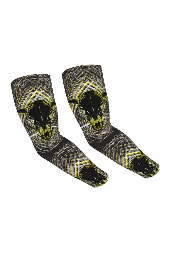 Boho Bull Skull Sun Protection Arm Sleeves 19 Inch Cooling Ice Silk Arm Cover For Sport Gardening Farm