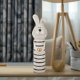 thumbnail image 1 of Boho Bunny Figurine - Striped Ceramic Stoneware Decor with Gold Heart - Modern Accent for Home, Office, Bedroom, Living Room - 10" Black & White, 1 of 11