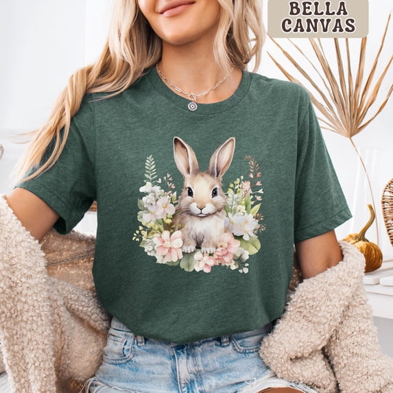 Boho Bunny Shirt Floral Bunny Tee Easter Bunny Shirt Spring Rabbit ...