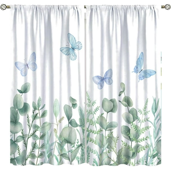 Boho Butterfly Curtains Colorful Moon Butterfly Bohemian Mandala Black Living Room Curtains for Boys Girls Teenagers Room Decoration 42x54 Inch