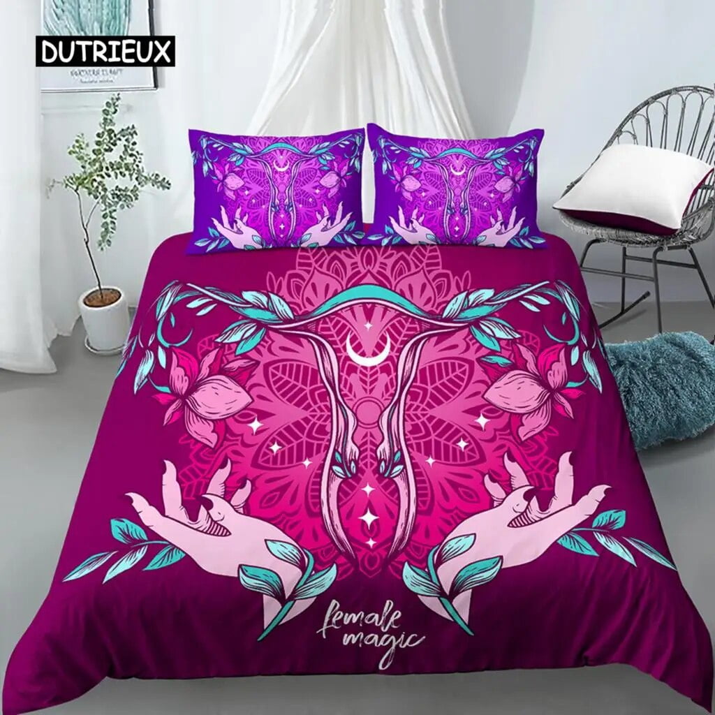 Boho Butterfly Duvet Cover Set Sun And Moon Hippie Soft King Size Bedding Set With Pillow Case 2