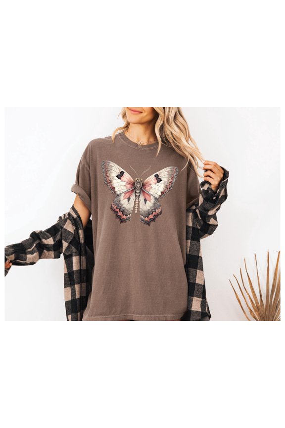 Boho Butterfly Shirt Watercolor Moth T-Shirt Tee Vintage Style Cute Butterfly Shirt Light Academia Top Butterfly Lover Gift