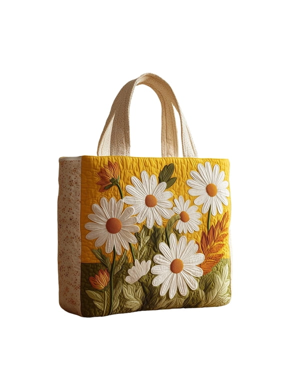 Boho Cactus 3D Embroidered Canvas Tote Bag Large Capacity Quilted Handbags for Women, Vintage Floral Shoulder Bag for Beach Shopping Travel