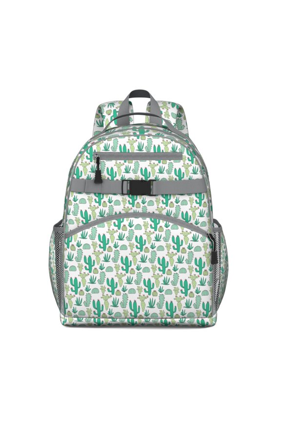 Boho Cactus Backpack - Waterproof Lightweight Book Bag with Spine-Protecting Design, Adjustable Straps & Multiple Pockets for Daily Commuters