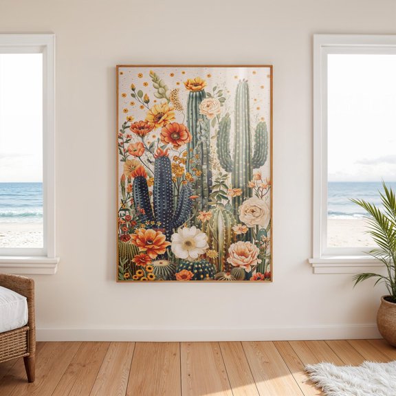 Boho Cactus Desert Floral Botanical Southwestern Rustic Bohemian Poster Unframed Paper Print