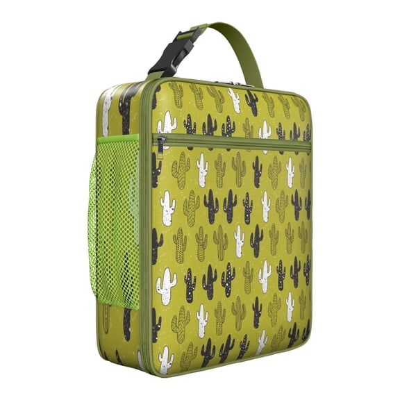 Boho Cactus Insulated Lunch Bag – Cute Kawaii Succulent Design with Watercolor Desert Cactus Art, Minimalist Botanical Pattern, Durable Waterproof Thermal Cooler Tote for Southwestern Style