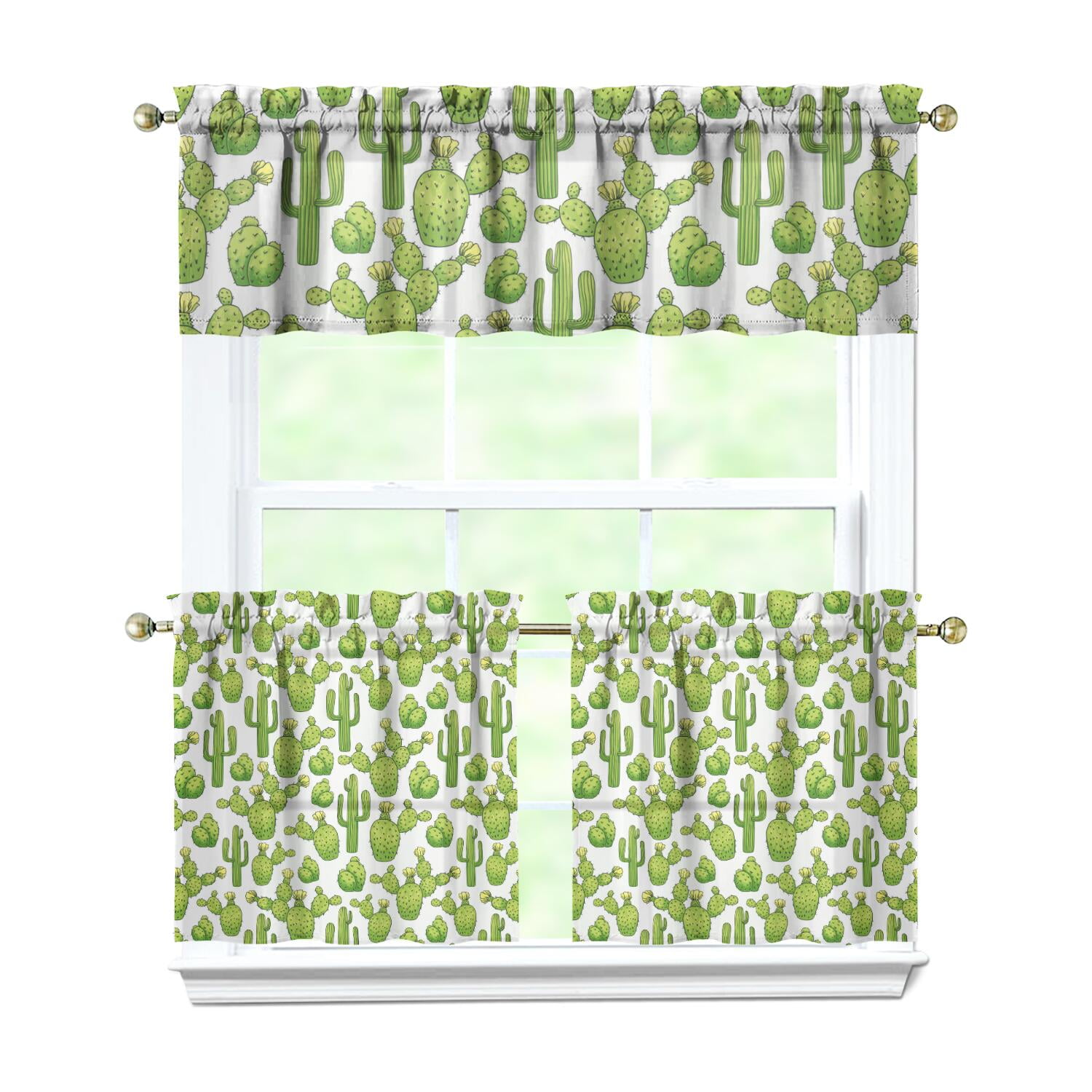 Fresh Look at Boho Cactus Kitchen Curtains Set Retro Desert Succulent And Cute