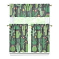 thumbnail image 1 of Boho Cactus Kitchen Curtains Set of 3 - Southwestern Succulent Tier Curtains with Rod Pocket for Small Windows (White Semi-Sheer), 1 of 5