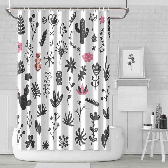 Boho Cactus Shower Curtain - 72x72 Inch Waterproof Bathroom Curtain with Succulent Desert Art, Premium Polyester Fabric & Metal Grommets, Includes 12 Hooks