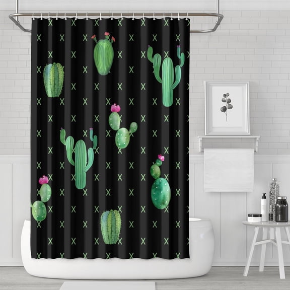 Boho Cactus Shower Curtain - 72x72 Inch Waterproof Bathroom Curtain with Succulent Desert Art, Premium Polyester Fabric & Metal Grommets, Includes 12 Hooks