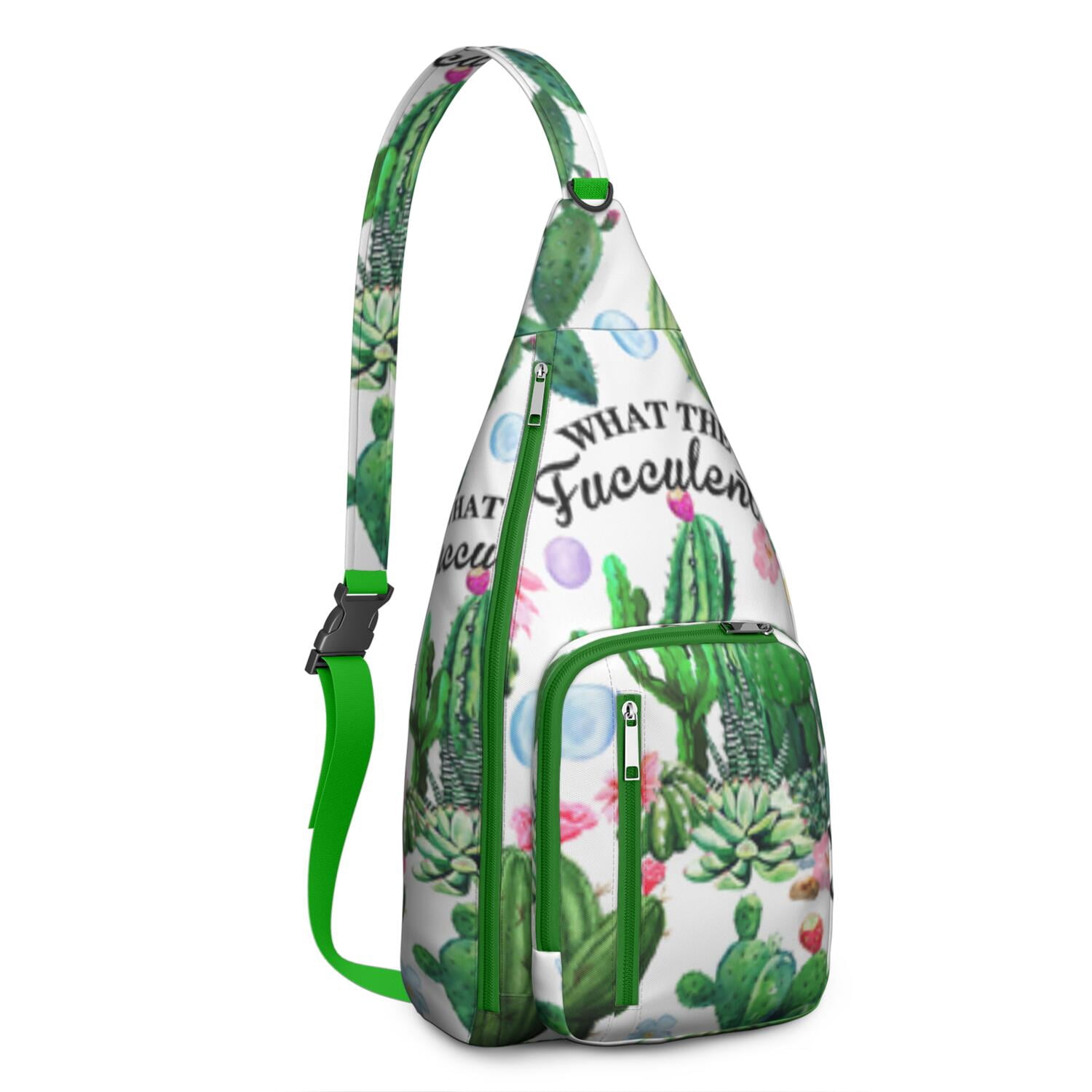 Boho Cactus Sling Backpack – Southwestern Succulent  display picture 2