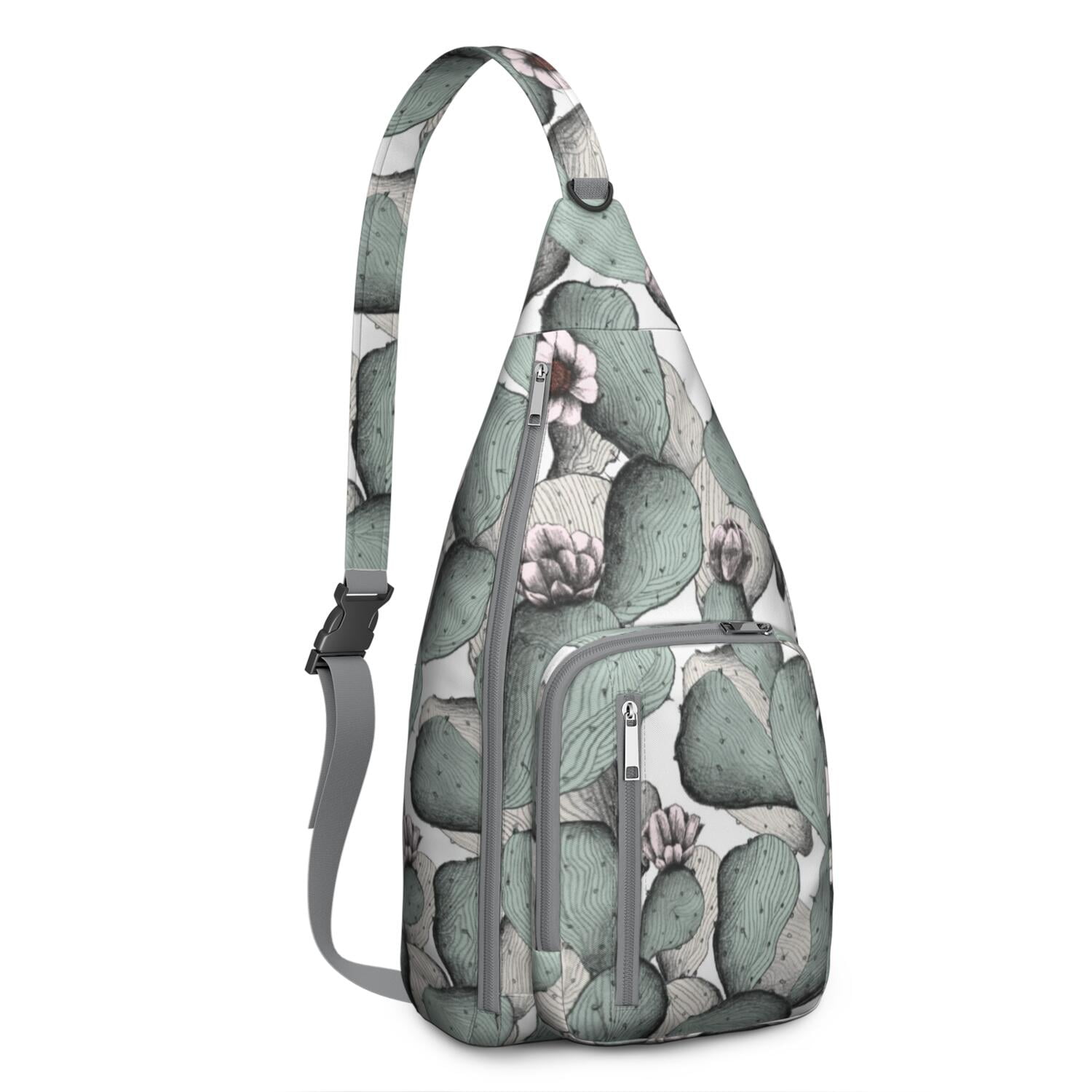 Boho Cactus Sling Backpack – Southwestern Succulent  display picture 3