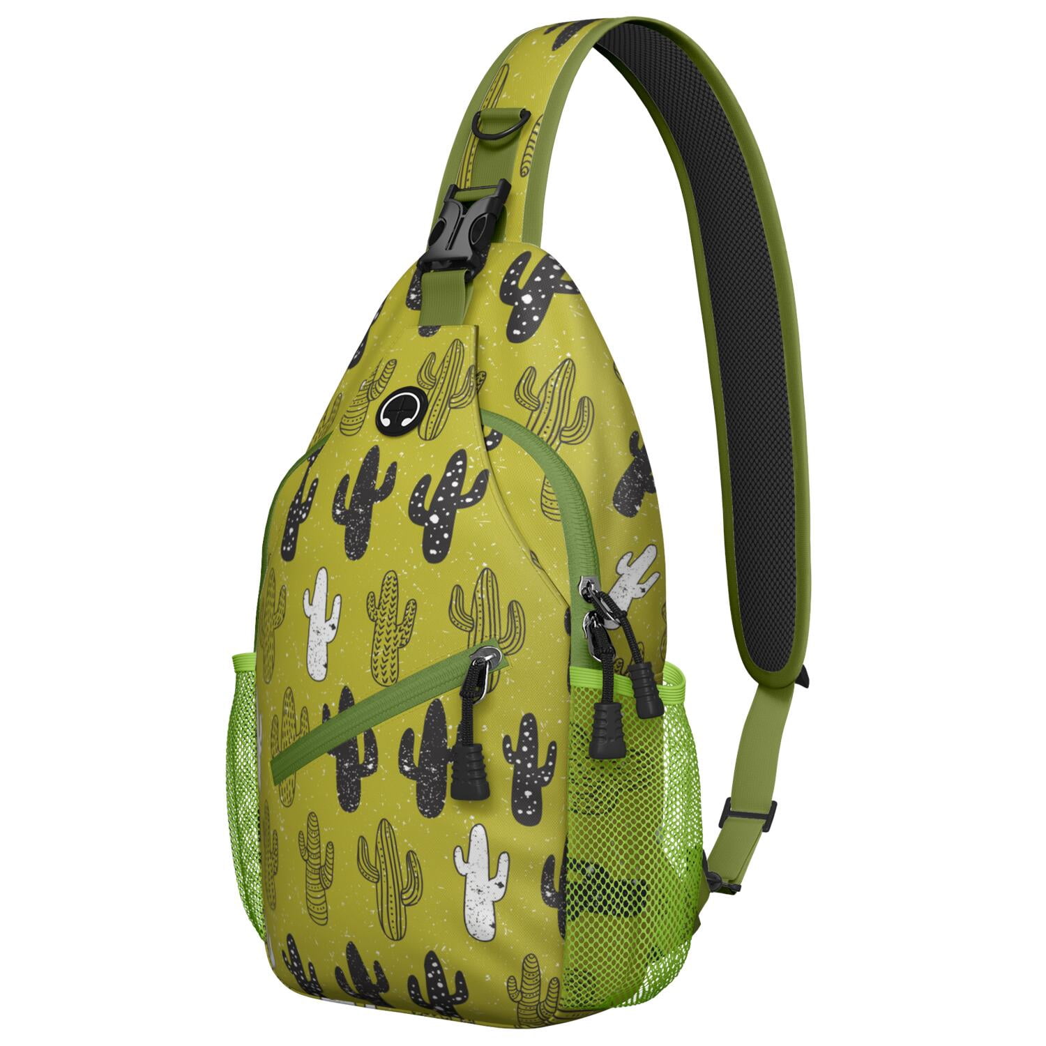 Boho Cactus Sling Bag for Women & Men - Spacious Anti-Theft Crossbody Bag with Desert Cactus Art - Durable Travel Backpack for Hiking, Biking, Commuting