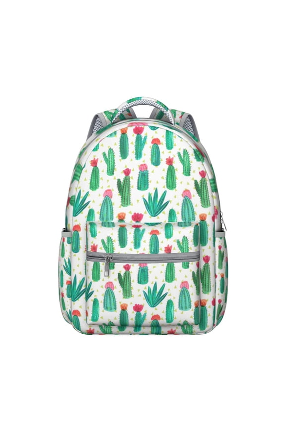 Boho Cactus Students Backpack Southwestern Succulent and Watercolor Desert Style Design Retro Minimalist Botanical School Bag