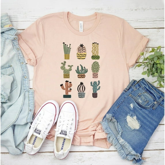 Boho Cactus T-shirt Desert Life Shirt Western Gift Mountain Tee Landscape Top Plant Lover Shirts Funny Christmas Lights Santa Tree