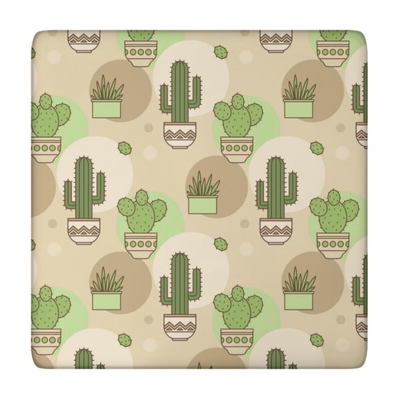 Boho Cactus Tablecloth - Elastic Edge Square Table Cover with Desert Succulent Art, Wrinkle-Free & Snug Fit for Indoor/Outdoor Use