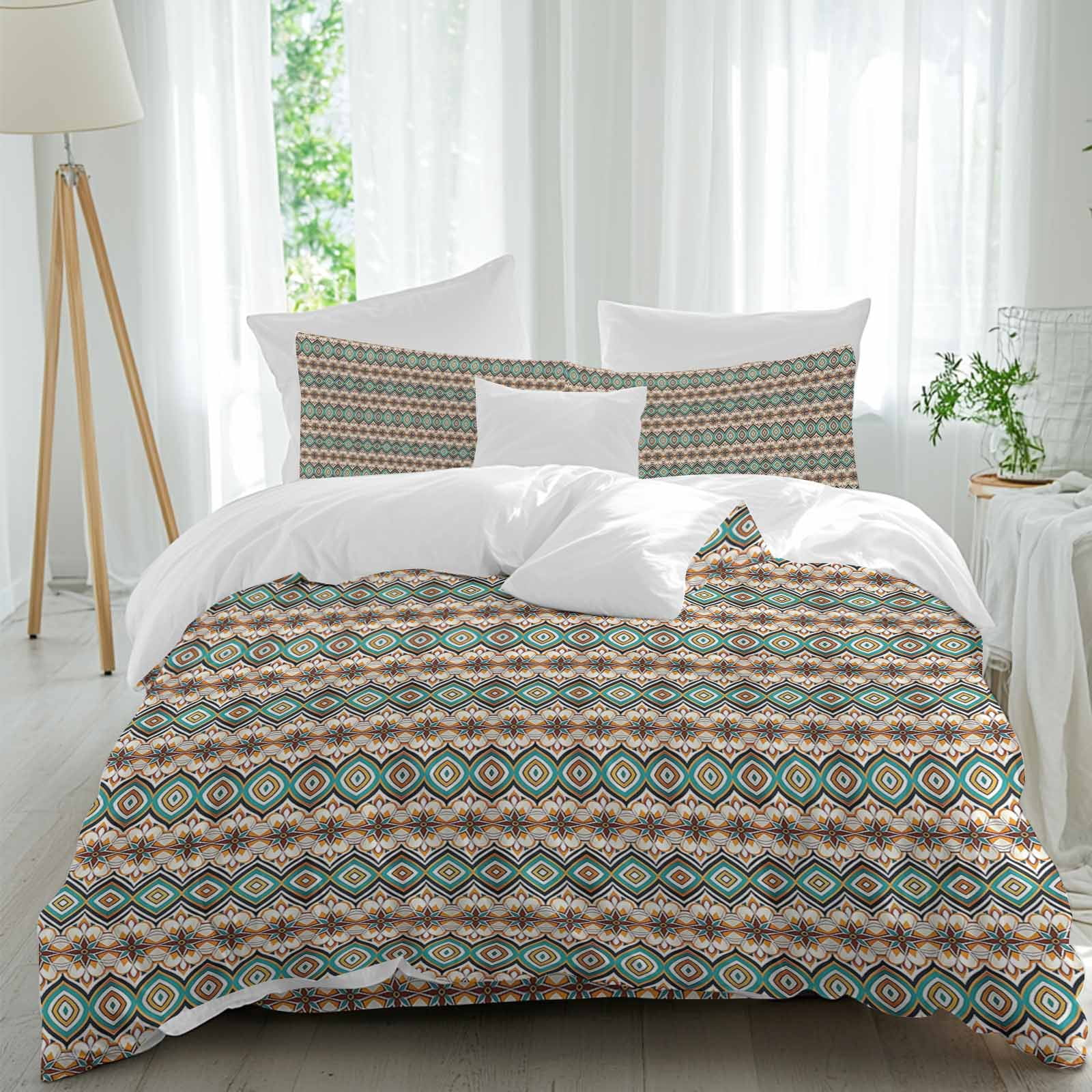 Boho California King Duvet Cover Set, Abstract Gradient Overlay Lines ...