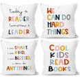 thumbnail image 1 of Boho We Can Do Hard Things Today A Reader Tomorrow A Leader Throw Pillow Cover 18 x 18 Inch Set of 4, Reading Gifts for Kids Reading Room Bedroom Decor, 1 of 3