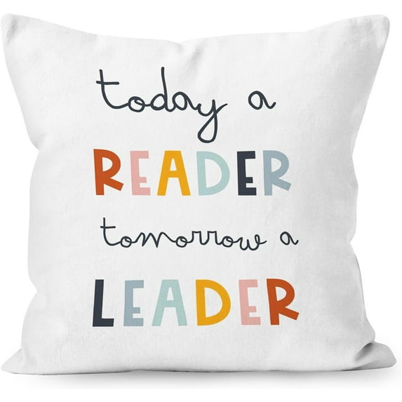 Boho We Can Do Hard Things Today A Reader Tomorrow A Leader Throw Pillow Cover 18 x 18 Inch Set of 4, Reading Gifts for Kids Reading Room Bedroom Decor