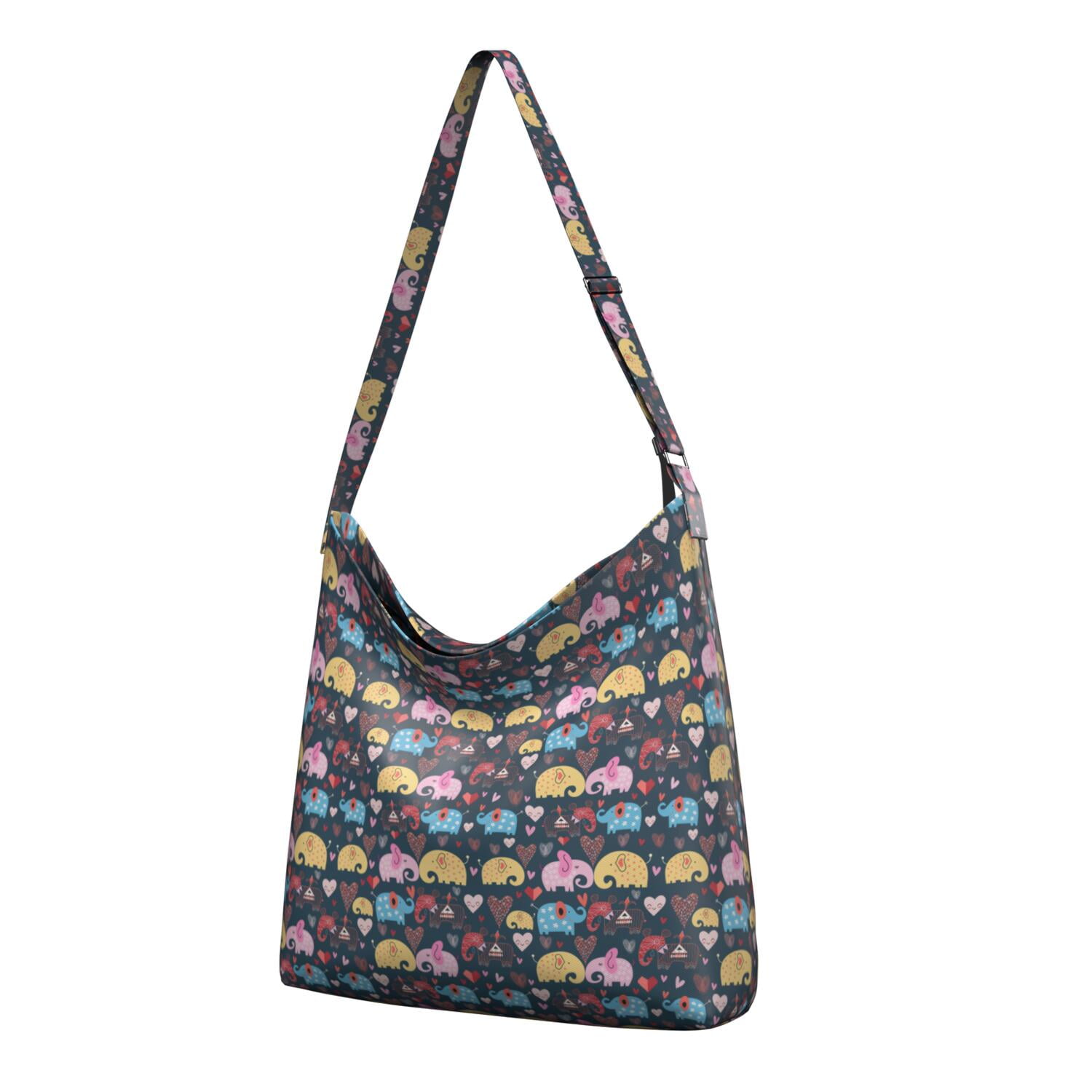 Boho Canvas Crossbody Bag with Elephant and Mandala Print – Ethnic ...
