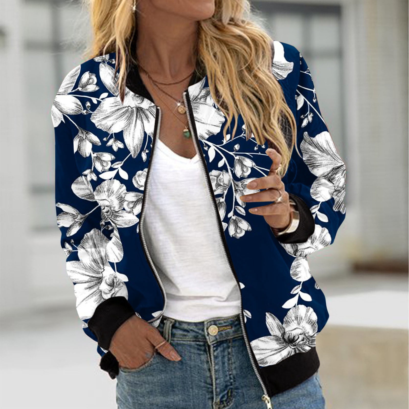 Boho Cardigan, Fall Fashion Womens Full Zipped Bomber Jacket