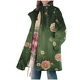 thumbnail image 1 of Boho Cardigans for Women Ethnic Style Printed Long Sleeve Button Down Lapel Casual Overcoat with Pockets Green 3XL, 1 of 7