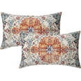 thumbnail image 1 of Boho Carpet Lumbar Pillow Covers 12x20 Inch Vintage Orange Blue Ethnic Bohemian Floral Rectangle Throw Pillows Small Pillowcases Farmhouse Accent Home Decor For Bedroom Couch Sofa Porch Set Of 2, 1 of 2