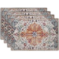 thumbnail image 1 of Boho Carpet Placemats Set of 4 Vintage Orange Blue Ethnic Bohemian Floral Carpet Linen Washable Kitchen Dining Table Mats Stain Heat-Resistant Desktop Decor Place Mats for Home Party Indoor 12x18 in, 1 of 6