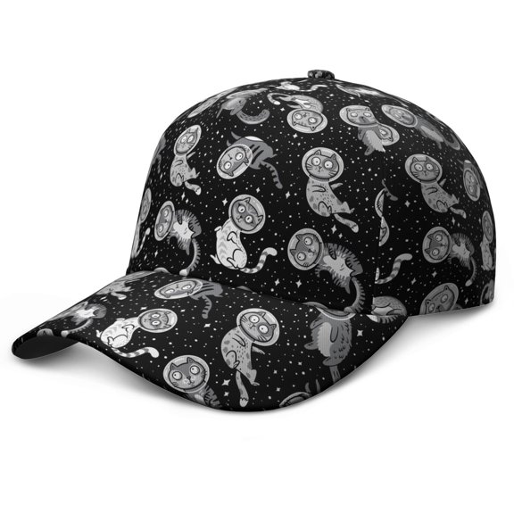 Boho Cat Aesthetic Snapback Hat - Cats and Hearts Pattern Lightweight Sports Cap