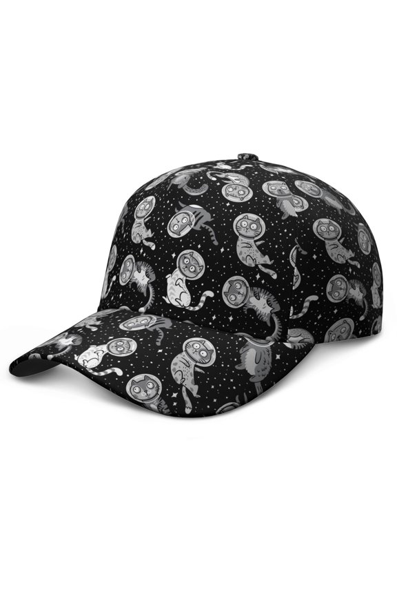 Boho Cat Aesthetic Snapback Hat - Cats and Hearts Pattern Lightweight Sports Cap