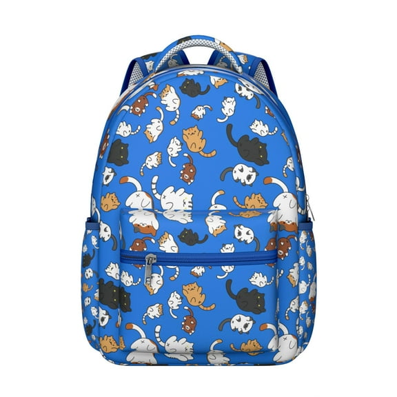 Boho Cat Aesthetic Student School Backpack with Cats and Hearts Pattern and Floral Cat Design Artistic Watercolor Print