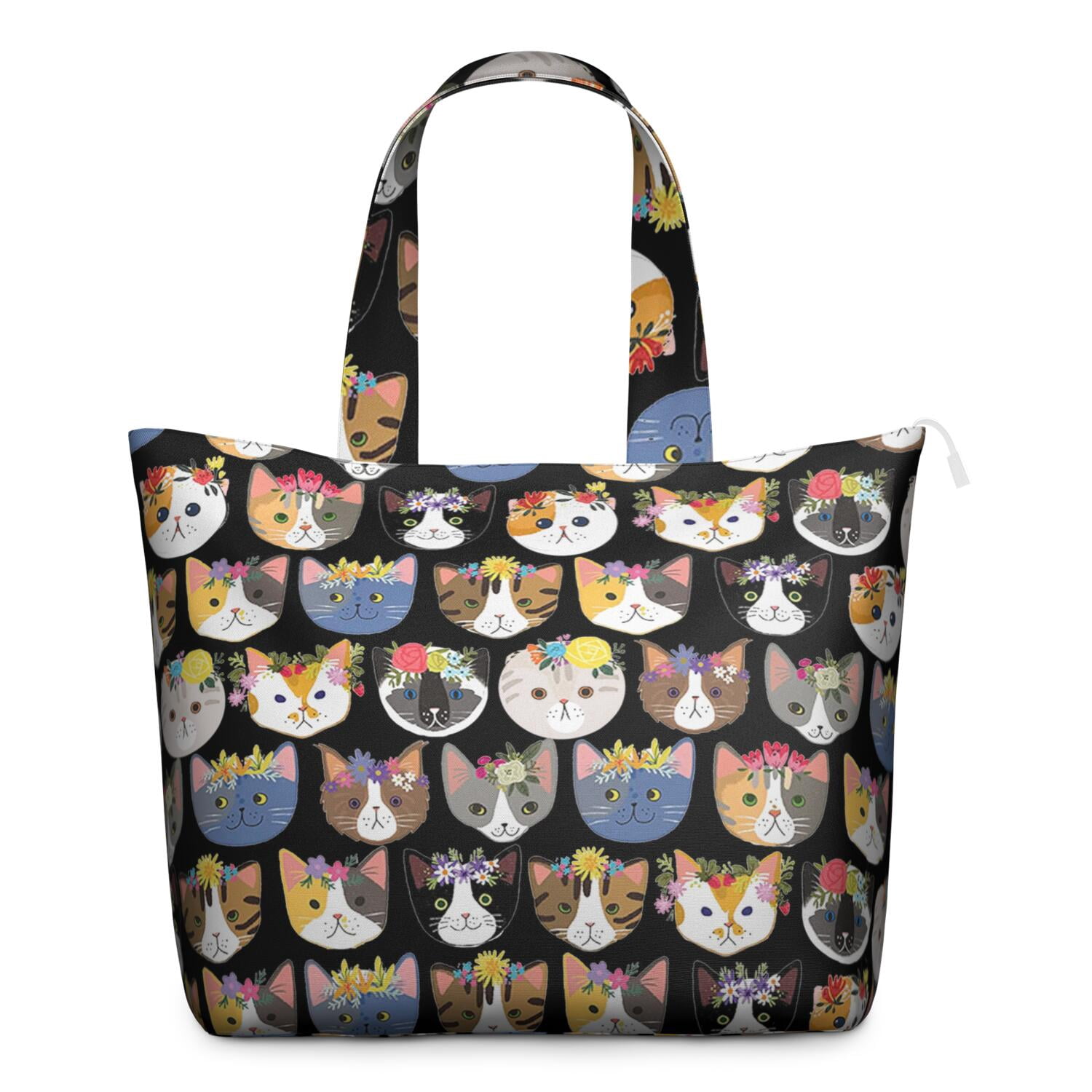 Boho Cat Aesthetic Travel Tote, Cats and Flowers Print Weekender Duffel ...