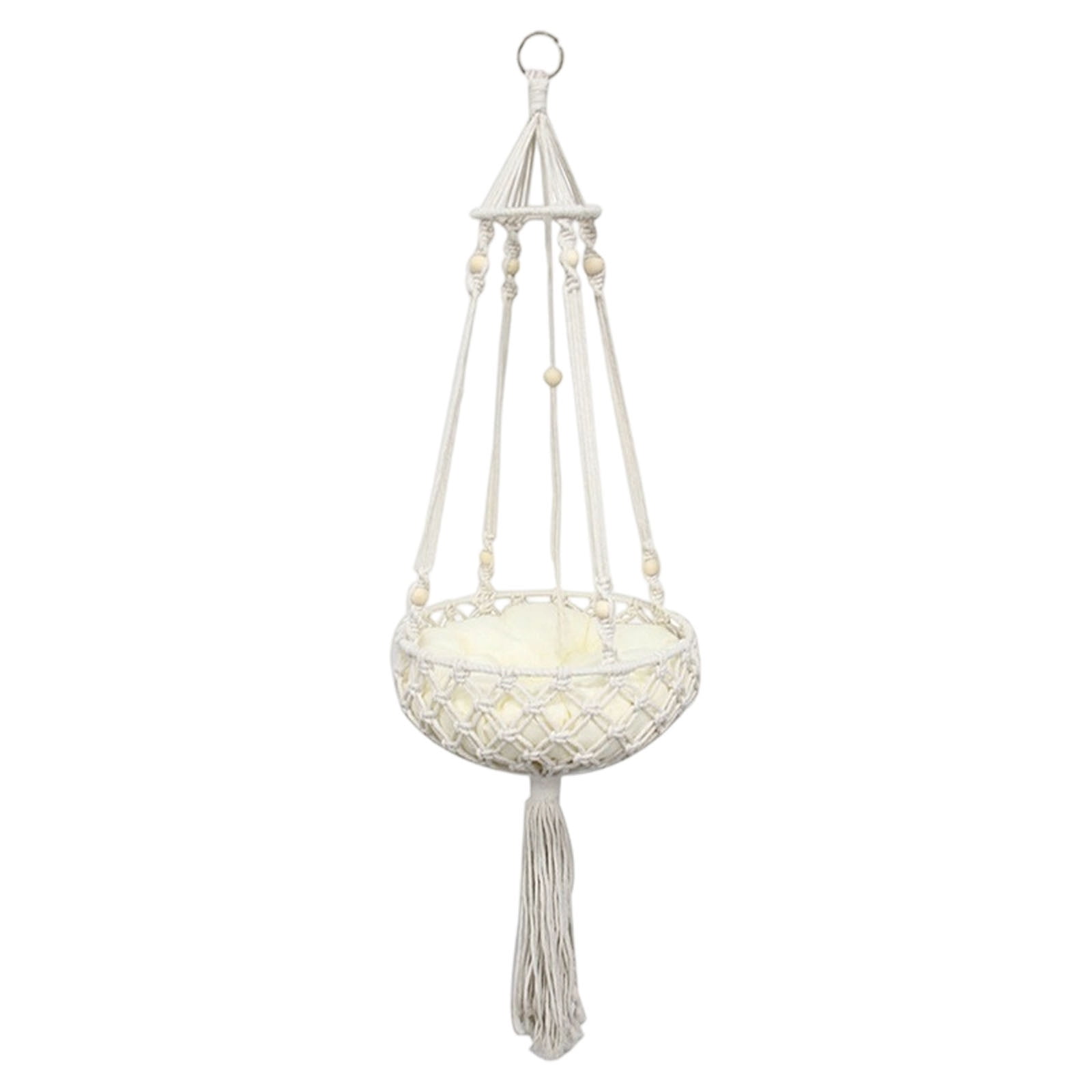 Boho Cat Window Hammock - Handwoven Round Pet Bed for Indoor Cats, Wall Mounted or Window Perch Sleeping Swing, Hanging Nest for Small Breeds, Lounging and Climbing