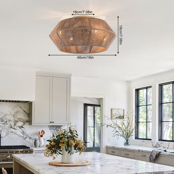 Boho Ceiling Fan with Rattan Shade, Remote Control & 6-Speed Settings