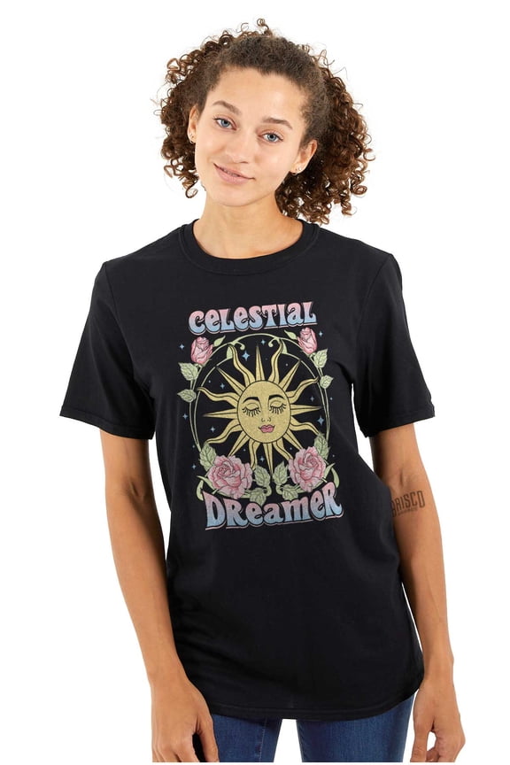Boho Celestial Dreamer Sun Face Women's Graphic T Shirt Tees Brisco Brands X