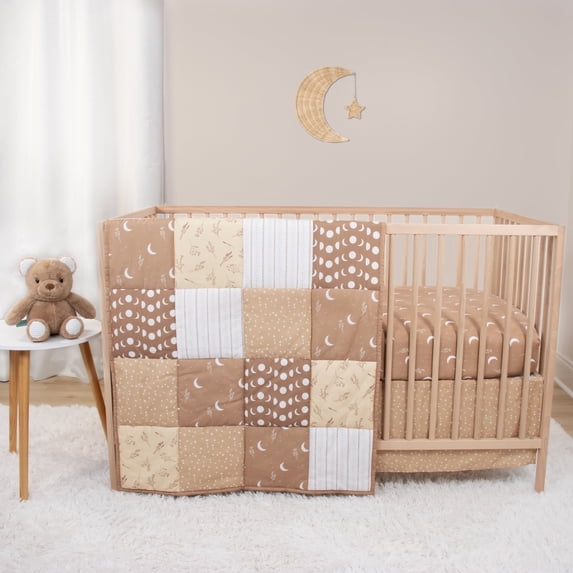 The Peanutshell Crib Bedding, Pink Elephant Baby Crib Bedding Set and Stuffie Plush Toy, 4-Piece Set
