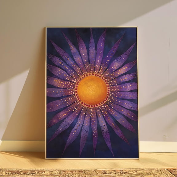 Boho Celestial Sun Astrology Wall Art, Unframed Paper Print Size 8x12