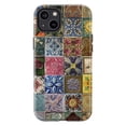 thumbnail image 1 of Boho Ceramic Tile iPhone Case, Retro Artistic Print, Phone Cover for iPhone 16 15 14 13 12 11 Pro Max, 1 of 4